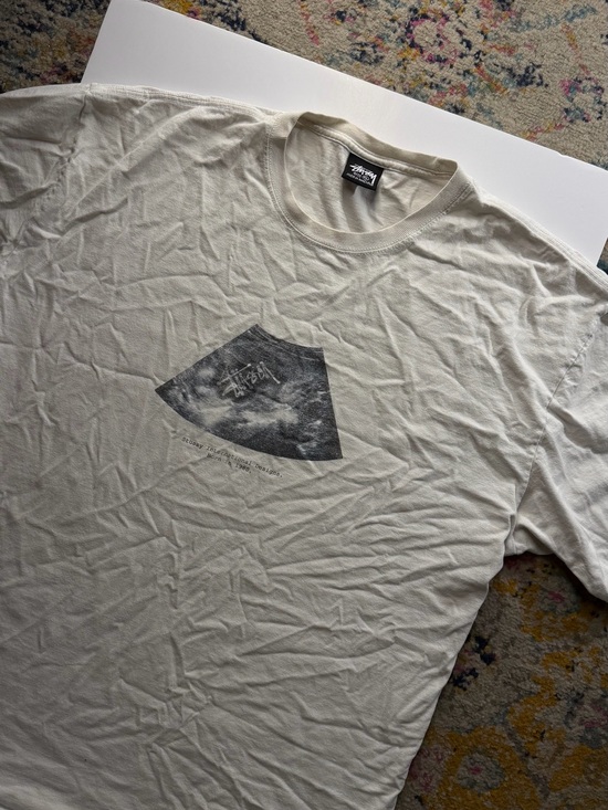 Stussy Other - Stussy Cream Short-Sleeve Tee with Black Graphic